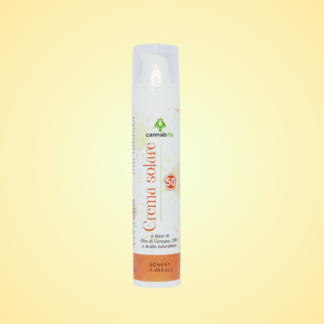 Crema solare viso alla canapa e acido ialuronico